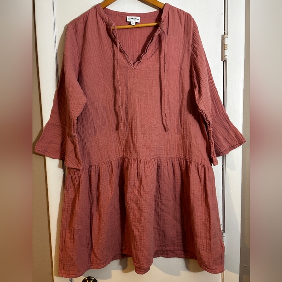 The Drop Dresses & Skirts - The Drop light pink flowy boho dress, ties on chest, size XL